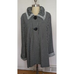 Moonlight Y&S Fashion Polka Dot Kimono Jacket Top Art to Wear Black White  XXL